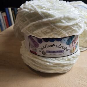 New Chenille Yarn Cream Off-White 6 skeins 290m/317yds length each